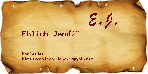 Ehlich Jenő névjegykártya
